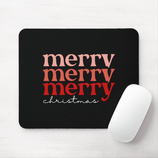 Merry Christmas Text Greeting Red Green Girl Mousepad (Mit Mouse)