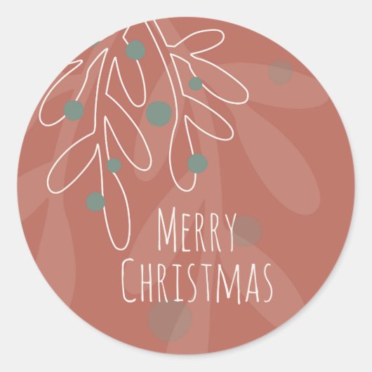 Merry Christmas text in wine red floral Runder Aufkleber (Vorderseite)