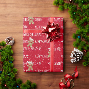 MERRY CHRISTMAS Text mit Lebkuchen Mann Geschenkpapier