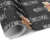 MERRY CHRISTMAS Text mit Lebkuchen Mann Geschenkpapier (Rolleneckpunkt)