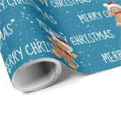 MERRY CHRISTMAS Text mit Lebkuchen Männer Geschenkpapier (Rolleneckpunkt)