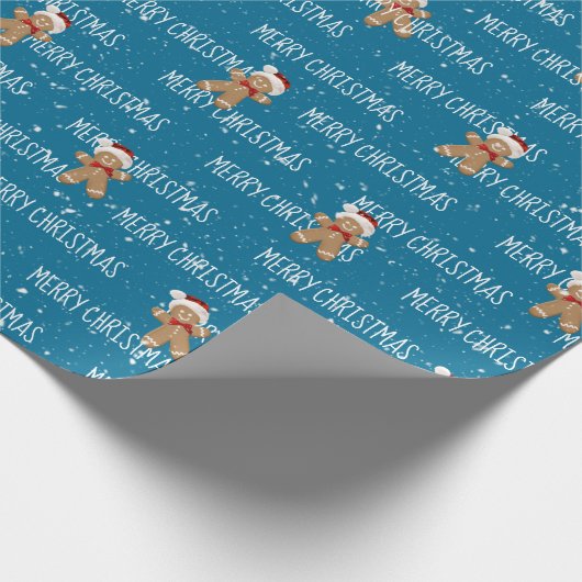 MERRY CHRISTMAS Text mit Lebkuchen Männer Geschenkpapier (Ecke)