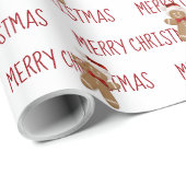 MERRY CHRISTMAS Text mit Lebkuchen Männer Geschenkpapier (Rolleneckpunkt)