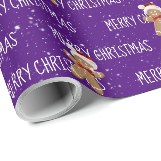 MERRY CHRISTMAS Text mit Lebkuchen Männer Geschenkpapier (Rolleneckpunkt)