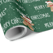 MERRY CHRISTMAS Text mit Lebkuchen Männer Geschenkpapier (Rolleneckpunkt)