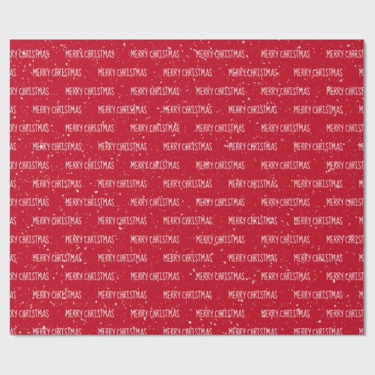 MERRY CHRISTMAS Text mit Schneeflocken Geschenkpapier (Flach)