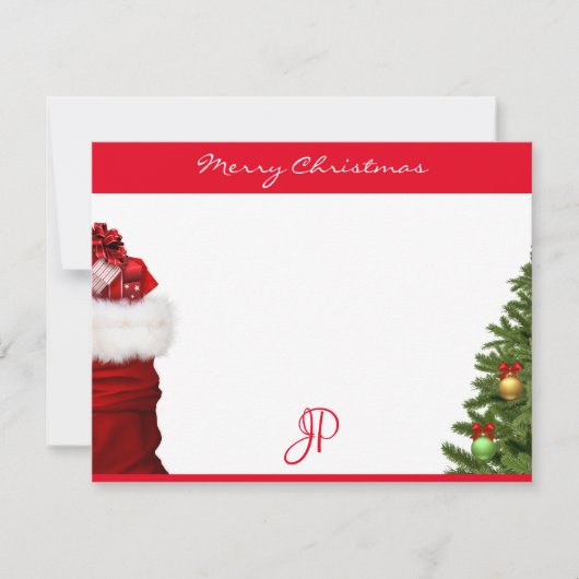 Merry Christmas Text Monogram Calligraphy Script Mitteilungskarte (Vorderseite)