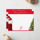 Merry Christmas Text Monogram Calligraphy Script Mitteilungskarte (Vorderseite/Rückseite Beispiel)