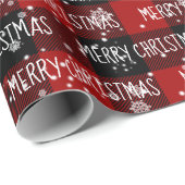 MERRY CHRISTMAS Text und Schneeflocken Geschenkpapier (Rolleneckpunkt)