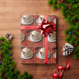 Merry Christmas Text With Hot Chocolate Drink Geschenkpapier