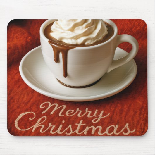Merry Christmas Text With Hot Chocolate Drink Mousepad (Vorne)