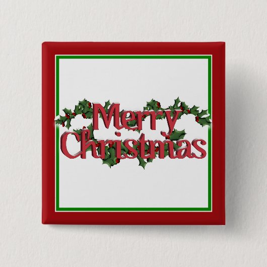 Merry Christmas Text with Wreath & Snow Button (Vorderseite)