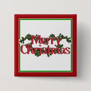 Merry Christmas Text with Wreath & Snow Button