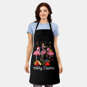 Merry Christmas Three Flamingo With Santa Hat Schürze (Getragen)