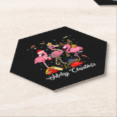 Merry Christmas Three Flamingo With Santa Hat Untersetzer (angewinkelt)