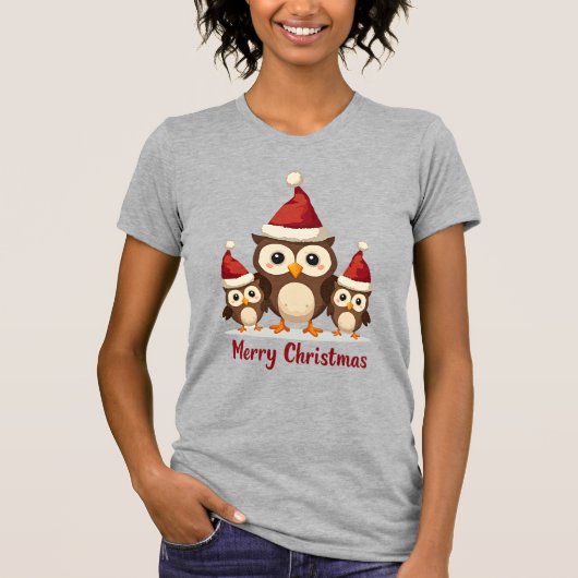 Merry Christmas Three Owls T-Shirt (Vorderseite)