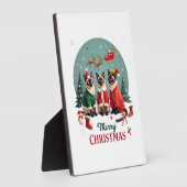 Merry Christmas Three Santa Elf Reindeer Siamese C Fotoplatte (Seite)