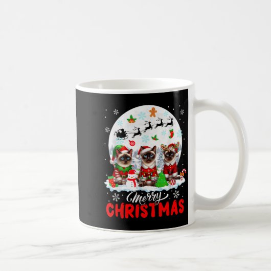Merry Christmas Three Santa Elf Reindeer Siamese C Kaffeetasse (Rechts)