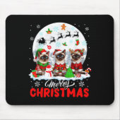Merry Christmas Three Santa Elf Reindeer Siamese C Mousepad (Vorne)