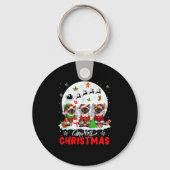 Merry Christmas Three Santa Elf Reindeer Siamese C Schlüsselanhänger (Vorderseite)