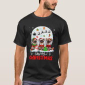 Merry Christmas Three Santa Elf Reindeer Siamese C T-Shirt (Vorderseite)