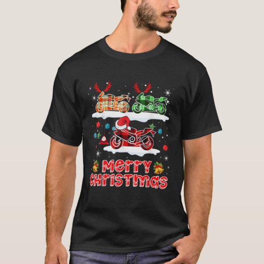 Merry Christmas Three Santa Reindeer Blanket Motor T-Shirt (Vorderseite)