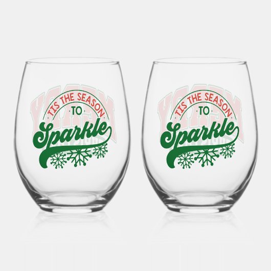 Merry Christmas 'Tis the Season to Sparkle Weinglas Ohne Stiel (Rückseite)
