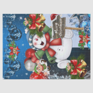 Merry Christmas Tissue Snowman Elf Seidenpapier