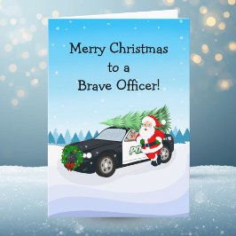 Merry Christmas to a Brave Police Office Santa Karte