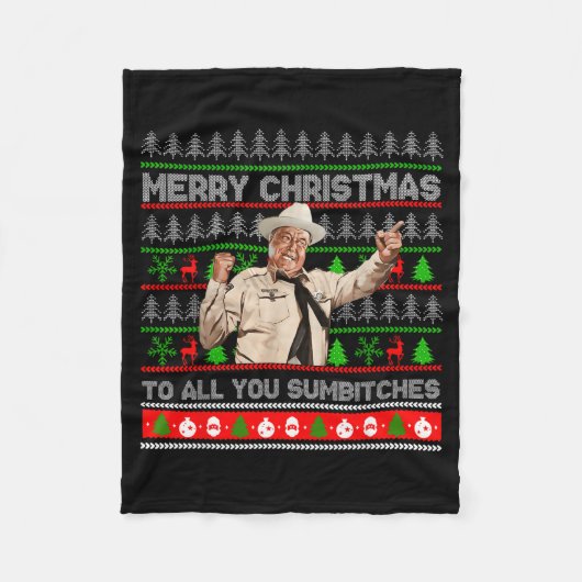 Merry Christmas To All You Sumes Ugly Sweater Retr Fleecedecke (Vorderseite)