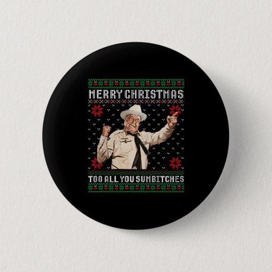 Merry Christmas To All You Sumes Ugly Sweater Vint Button (Vorderseite)