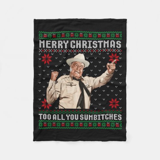 Merry Christmas To All You Sumes Ugly Sweater Vint Fleecedecke (Vorderseite)