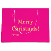 Merry Christmas To From Hot Pink Gold Große Geschenktüte (Vorderseite)