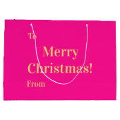 Merry Christmas To From Hot Pink Gold Große Geschenktüte (Rückseite)