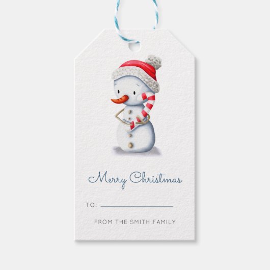 Merry Christmas To From Winter Snowman Geschenkanhänger (Vorderseite)