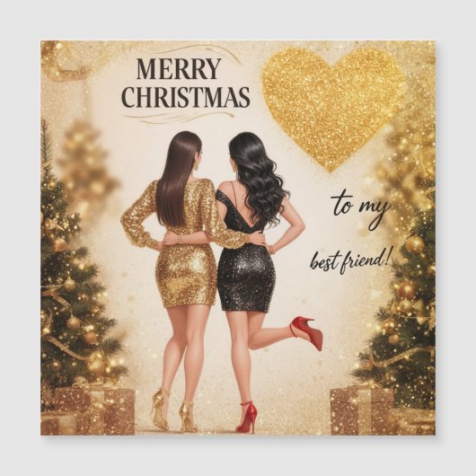 Merry Christmas to My Best Friend Magnetkarte (Vorderseite)