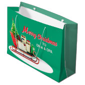 Merry Christmas to Oma & Opa Große Geschenktüte (Vorderseite Schrägansicht)