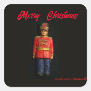 MERRY CHRISTMAS TOY SOLDIER QUADRATISCHER AUFKLEBER