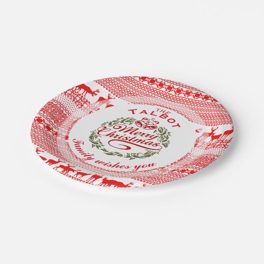MERRY CHRISTMAS Traditionelle personalisierte P Pl Pappteller (Schrägansicht)
