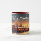 Merry Christmas Train Snowflakes Bright Lights Tasse (Zentrum)