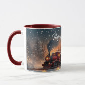 Merry Christmas Train Snowflakes Bright Lights Tasse (Links)