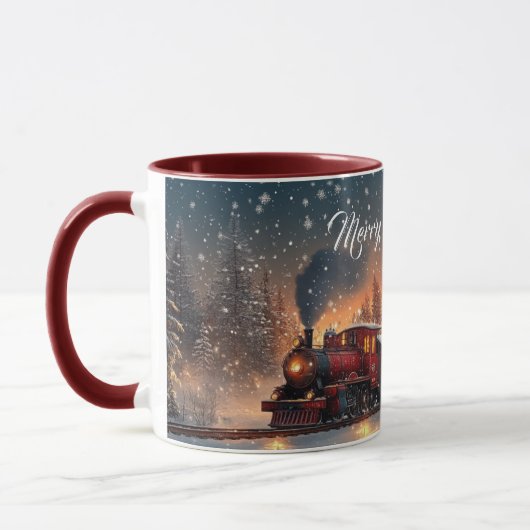 Merry Christmas Train  Snowflakes Bright Lights Tasse (Links)