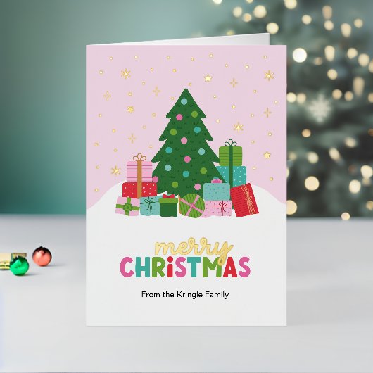 Merry Christmas Tree and Gifts in Pastel Pink (Feiertag In Situ 2)