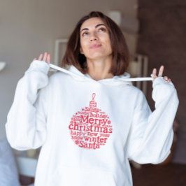 Merry Christmas Tree Ball Typografie Design Red Hoodie