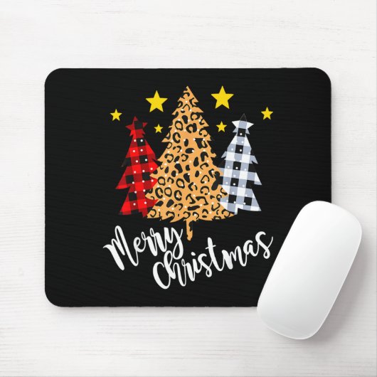 Merry Christmas Tree Buffalo Plaid Red Green Xmas  Mousepad (Mit Mouse)