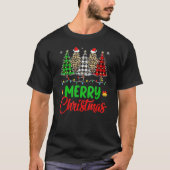 Merry Christmas Tree Buffalo Plaid Red Leopard Wom T-Shirt (Vorderseite)
