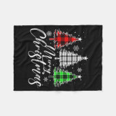 Merry Christmas Tree Buffalo Plaid Red White Green Fleecedecke (Vorderseite (Horizontal))