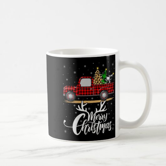 Merry Christmas Tree Buffalo Plaid Truck Family Gr Kaffeetasse (Rechts)