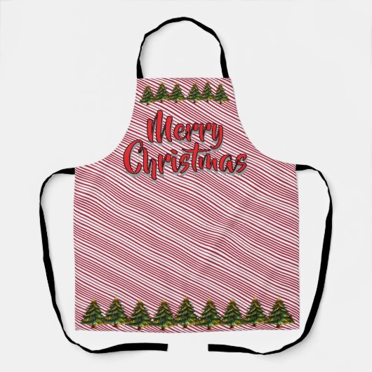 Merry Christmas Tree Candy Cane Fun Holiday Schürze (Vorderseite)