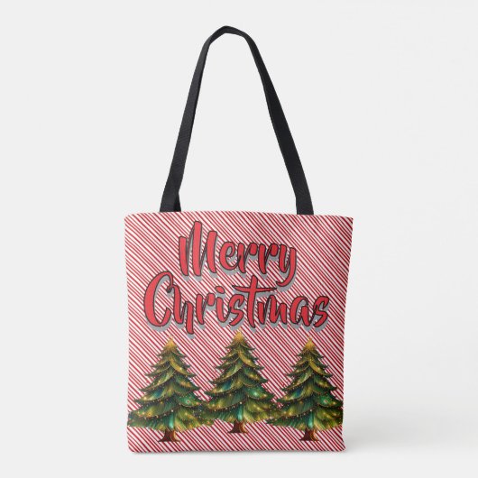 Merry Christmas Tree Candy Cane Fun Holiday Tasche (Rückseite)
